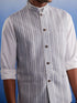 Vastramay Men's Grey Aztec Print Nehru Jacket